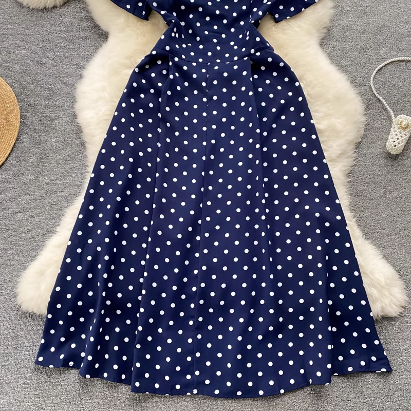 Polka Dot V-neck Summer Dress,YM61