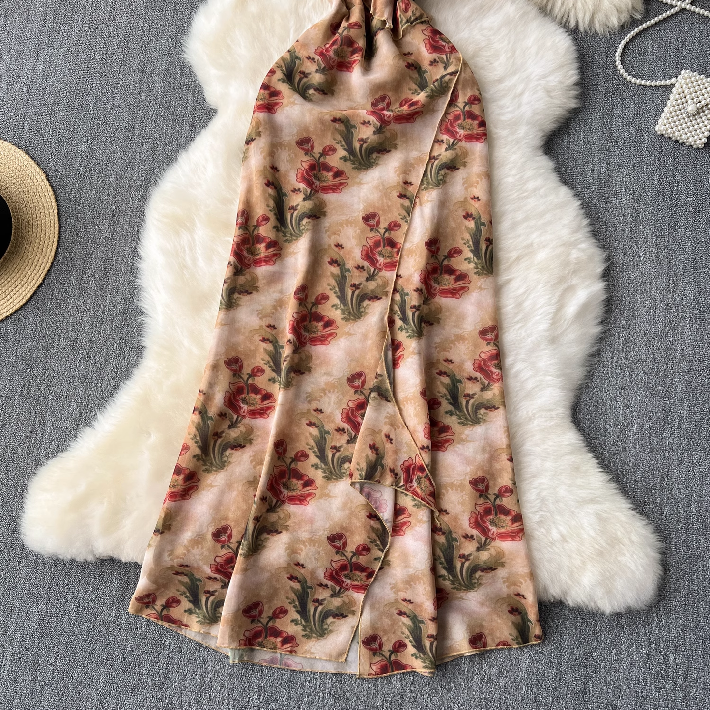 New style chic suspender printed dress for summer YM1090