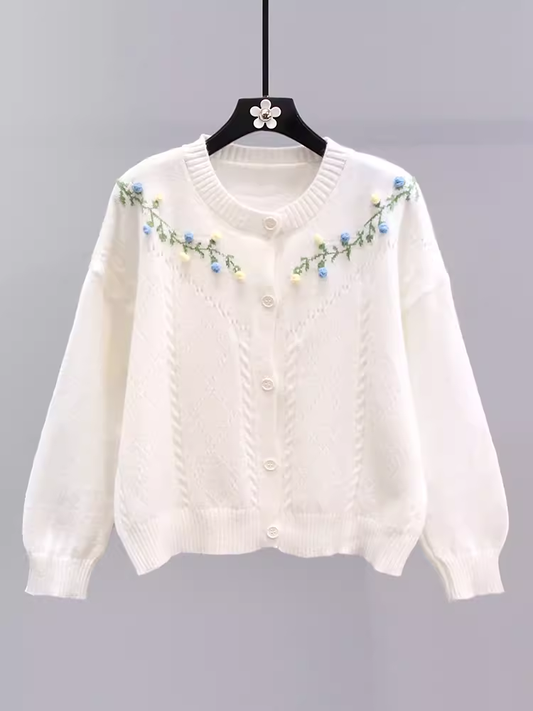 women's embroidered floral sweater jacket YM649