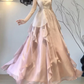 Beautiful Spaghetti Straps Ombre Pink Chiffon Prom Dress Long Evening Gown YM1729