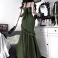 Pretty Mermaid Green Long Ruffles Prom Dress YM1625