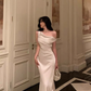 French One Shoulder White Prom Dress Evening Dress YM1606