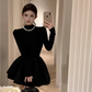 Black Long Sleeve Puffy Little Black Dress Christmas Dress YM1778