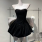 Luxury Black Birthday Dress Princess Velvet Short Dress With Bow YM1736