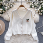 Sweater Coat Women's Sweet Lace V-Neck Single Breasted Sweater YM1691