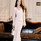 Elegant White V Neck Sheath Long Prom Dress Birthday outfits YM1682