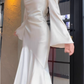 Elegant Mermaid Prom Dress Satin White Long Evening Dress YM1702