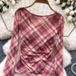 European And American Hot Girl Style Green Plaid Printed Backless Top YM1689