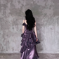 Irregular Ruffled Suspender Prom Dress Dark Purple Long Birthday Dress YM1629