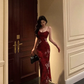 French Mermaid Burgundy Prom Dress Evening Dress YM1588