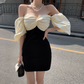 Cute Off Shoulder Puff Sleeves Short Dress Birthday Outfits YM1737