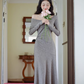 New Elegant And Gentle Long Dress Gray Party Dress YM1681