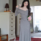 New Elegant And Gentle Long Dress Gray Party Dress YM1681