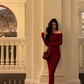 Red Off Shoulder Knit Dress Party Dress YM1669