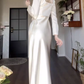 Elegant White Slit Prom Dress Women's Long Sleeve Birthday Dress YM1696