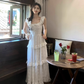 Elegant White Lace A Line Prom Dress Long Party Gown YM1752